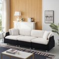 thumbnail image 2 of Modern Black-and-White Tandy Throw Pillows on a 3-Seat Sofa (220×80×75cm) with Solid Wood Frame, 2 of 7