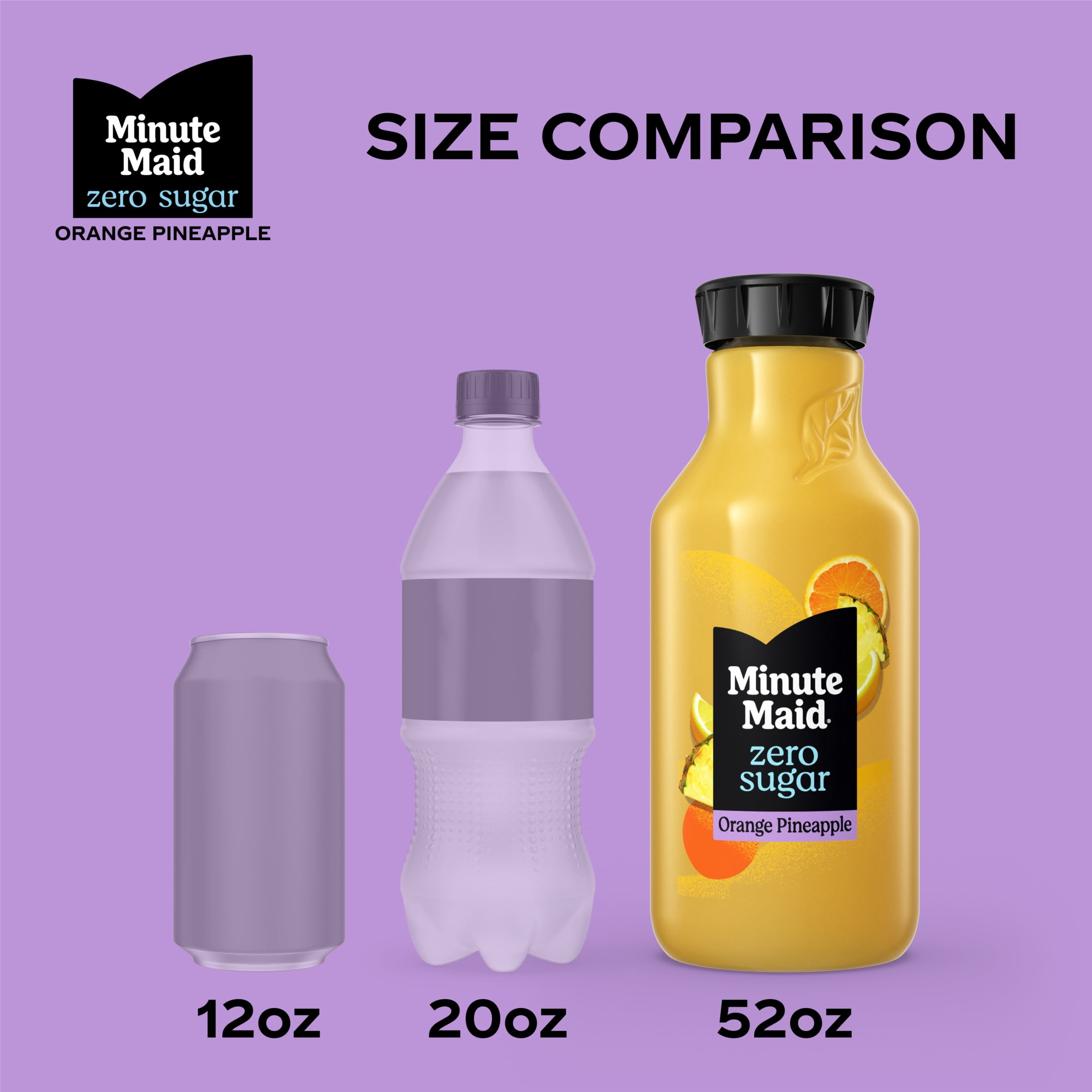 Minute Maid Zero Sugar Orange Pineapple Juice Drink Bottle, 52 fl oz