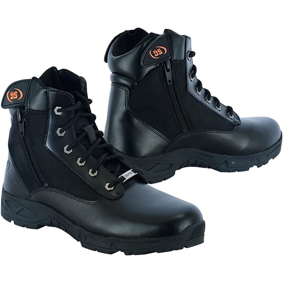 Daniel Smart Men’s Motorcycle Shoes – Leather Upper & Nylon Combo Tactical Boots with Laced up Closure & Non Skid Outsole