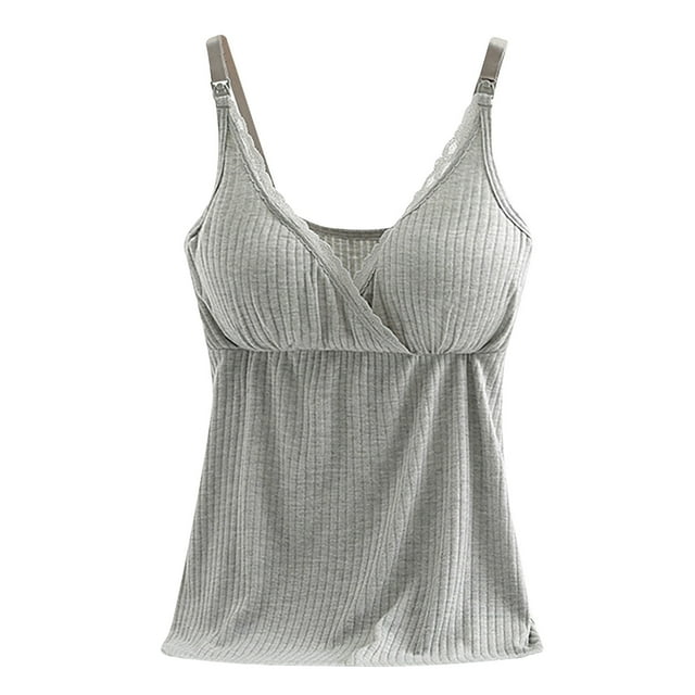 DPTALR Grossesse Débardeur Sans Manches Col Rond Allaitement Couleur Unie Haut de Soins Camisole Débardeur