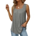 thumbnail image 1 of Camiseta sin mangas plisada para mujer, Color puro, elegante, transpirable, informal, de verano, sin mangas, 1 of 5