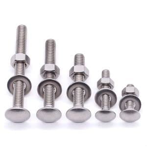 

5/16-18 x 3-1/2 Stainless Steel Carriage Bolts with Hex Nuts and Flat Washers 304 Stainless Steel 18-8 Square Neck Bolts and Nuts Washers Full Thread Coarse Thread 8 Sets