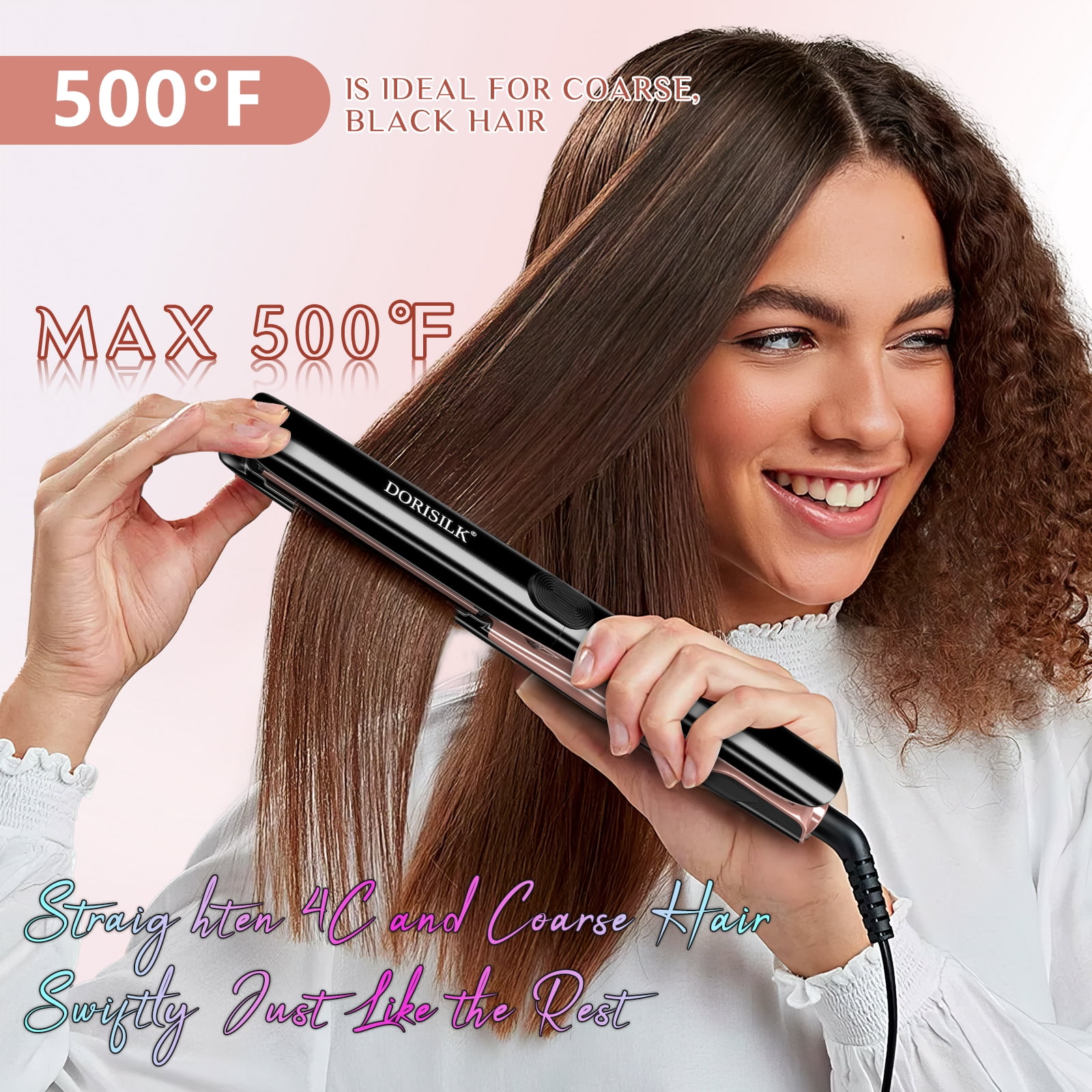 DORISILK 500¬∞F High Temp Flat Iron, 2-in-1 Straightener & Curler
