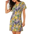 thumbnail image 2 of Easygdp Lavender Flowers Camisón de manga corta para mujer, informal, estampado, 2 of 6