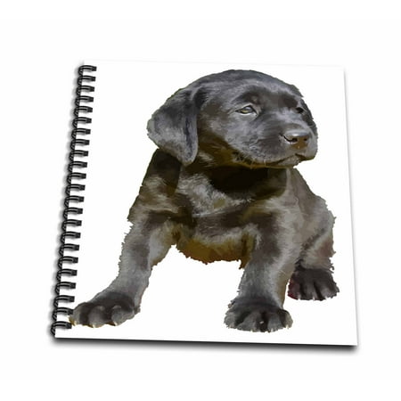 Labrador Notepad - 3dRose Adorable and Cute Black Labrador Puppy Vector - Mini Notepad, 4 by 4-inch