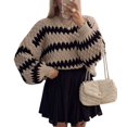 thumbnail image 3 of Womens Cute Sweaters Trendy Color Block Pullover Sweater Cable Knit Jumper Tops Khaki L, 3 of 8