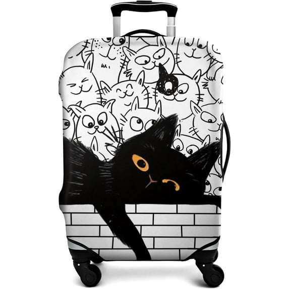 Luggage Cover Approved Travel Suitcase Protector Cats Elastic Washable Cat Themed Baggage Covers for 25-28 inch Luggage (L)