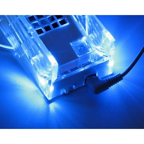 Cooling Fan Crystal Stand with Blue LED Light for Nintendo Wii