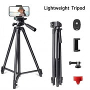 51'' Camera Tripod Camera Stand for Canon Rebel Eos Nikon DSLR, Travel Tripods for Phone Black