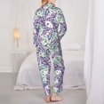 thumbnail image 3 of Pajama Sets for Women 2 Pcs, Green Leaves Lavender Flowers Button Down Long Sleeve Sleepwear Lounge PJ Sets, 3 of 6