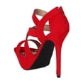 thumbnail image 3 of Qupid New AI72 Women Nubuck Peep Toe Stappy Platform Heel Sandal, 3 of 5