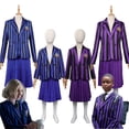 thumbnail image 2 of Wednesday Addams Enid Sinclair Joy Sunday Cosplay Costume School Uniform Outfits Halloween Party Suit Kid Adult Female Girls zhangyuxiang LED, 2 of 2