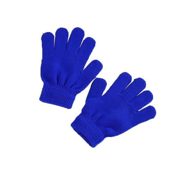 Fgnfyis Kids Ski Gloves Children Pure Color Full Thumb Knit Autumn Cold Insulated Boys Girls Winter Gloves Mittens Blue