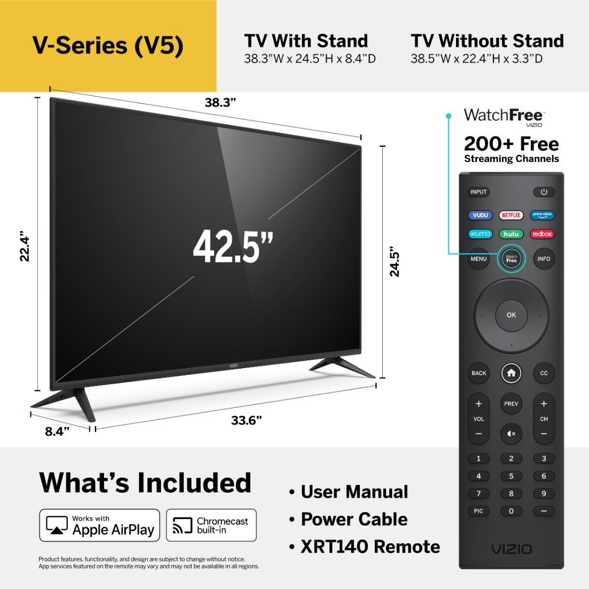 VIZIO 43" Class 4K UHD LED SmartCast Smart TV HDR V-Series V435-H - image 5 of 29