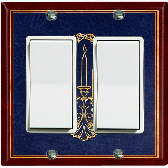 Metal Light Switch Plate Cover Elegant Gold Candle Frame Maroon Blue FRA036