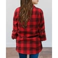 thumbnail image 3 of KISSMODA Plaid Button Down Western Long Sleeve Casual Collared Blouse Girls' 3-14Y, 3 of 5