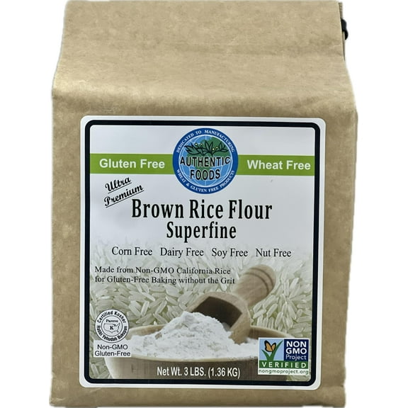Authentic Foods Superfine Brown GGA1 Rice Flour - 3lb