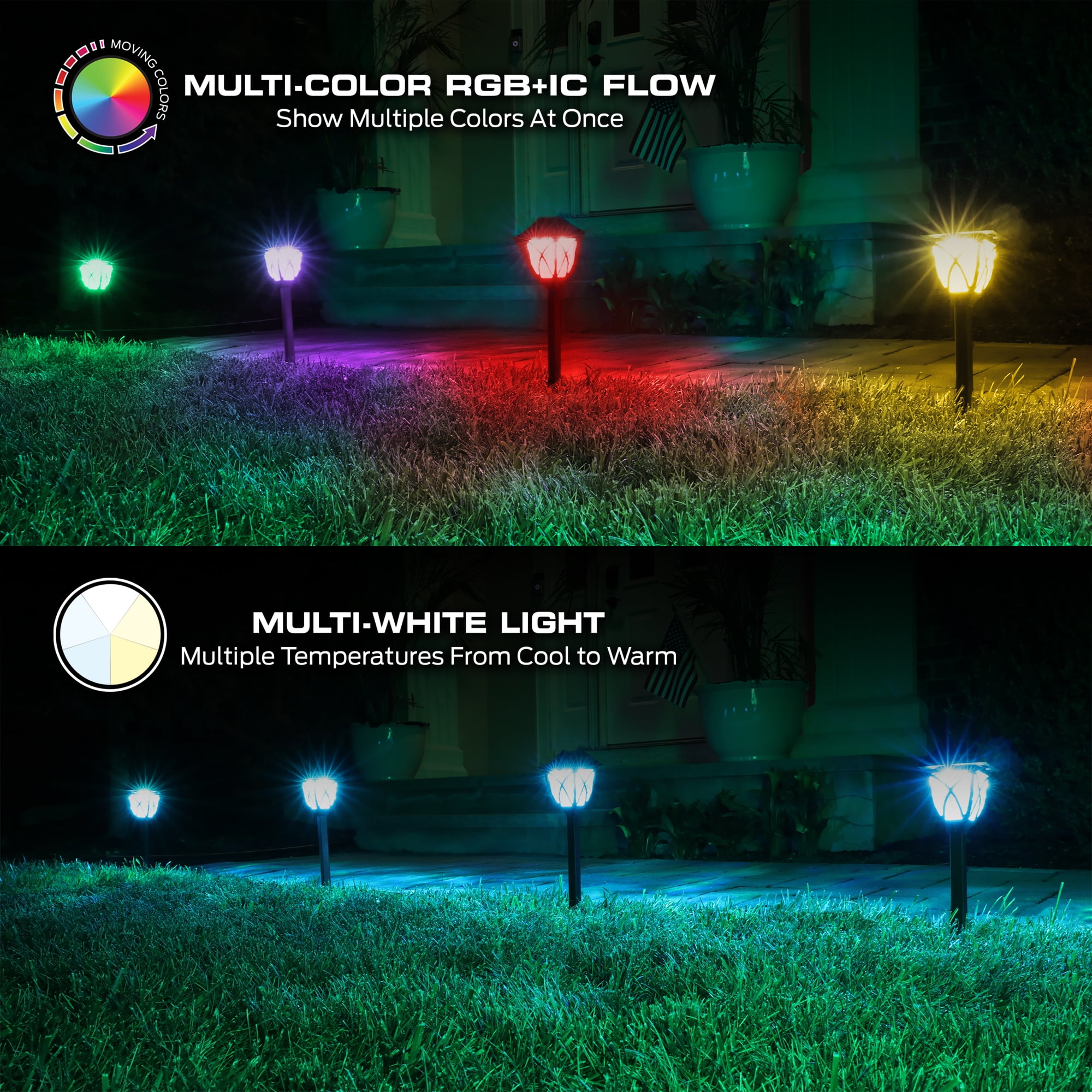 Monster Pathway Lights Outdoor Smart 4-Pack, Multiwhite Landscape Lights, Wi-Fi App & Voice Control, Weather-Resistant, 24ft Corded