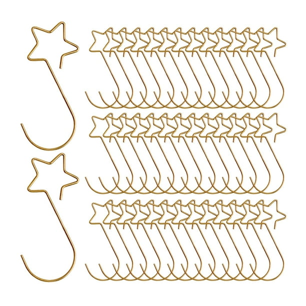 100x Ganchos para árboles de Navidad Macarena Forma de Estrella Ganchos Resistentes para Bolas de Navidad Oro