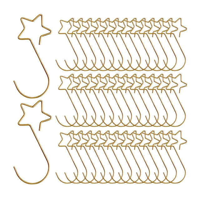 100 ganchos para árboles de Navidad, forma de estrella, ganchos resistentes para adornos navideños para fiestas navideñas, ganchos para colgar Oro