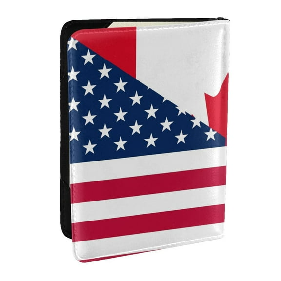 Pofeuu USA Canada Flag Print Travel Document Organizer Passport Holder Men Women for Family (6.5 in x 4.5 in),Wallet Holder Credit Card Clutch Bag Case