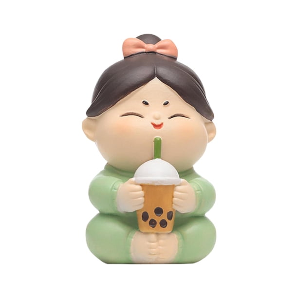 Figuras de resina, esculturas coleccionables, lindas estatuas de niñas para el coche, dormitorio, armario. con té con leche