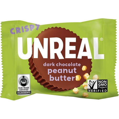 49oz unreal peanut crispy quinoa snack cups butter chocolate dark