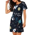 thumbnail image 2 of Naloa Space Print Women Nightgowns,Womens Loungewear,Short Sleeve Sleepwear,Comfy Ladies Nightdress, 2 of 6