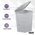 thumbnail image 3 of Superio 50L Wicker Plastic Corner Laundry Hamper with Lid - White Smoke, 3 of 10