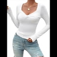 thumbnail image 3 of Camisas de Larga para Mujer, Moda de Otoño, Cuello Corazón, Blusas Básicas con Frontal, Blusas Entalladas Y2K L, 3 of 9