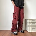 thumbnail image 3 of Summer Thin Pants Men Fashion Pocket Cargo Pants Men Japanese Streetwear Hip-hop Loose Straight Pants Mens Oversized Trousers, 3 of 6