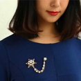 thumbnail image 3 of Star and Flower Bead with Gold Hanging Chain Brooch (Chain Design May Vary), 3 of 5