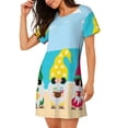 thumbnail image 2 of Fotbe Gnomes On The Beach Bata de Dormir para Mujer con Estampado, Camisón de Algodón de Manga Corta, Ropa de Dormir Casual, 2 of 6