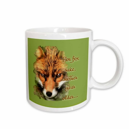 3drose, Another Year Older with Beautiful Artistic Fox for Fox Sake Greeting, 11oz Mug