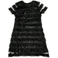 thumbnail image 2 of Lipstik Toddler and Little Girl's Party Dress for Day, Evening or Holidays 29468-4T (Black Short Sleeve Shimmer), 2 of 3