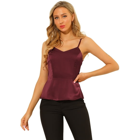 Blusa de Tirantes de Espagueti Casual Allegra K Borgo?a XL