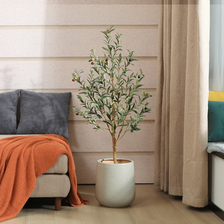 DR.Planzen 4ft Artificial Olive Tree, Faux Olive Tree with