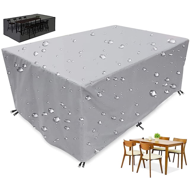 Funda para muebles de jardín, funda para muebles de jardín de tela Oxford impermeable 210D, protección anti-UV, impermeable, resistente al viento, a la lluvia, funda rectangular para muebles de mesa y sofá(Plata) Sailing Electrónica
