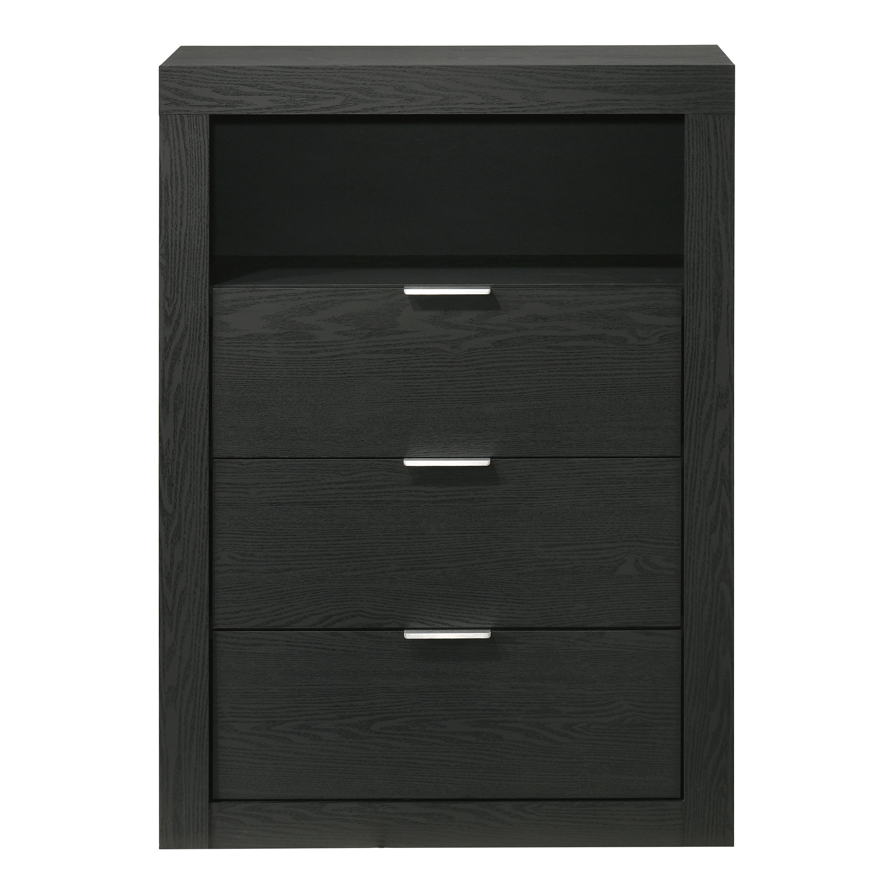 Furniture of America Talia Modern Solid Wood 3-Drawer Tall Dresser with Open Shelf, Black