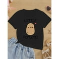 thumbnail image 1 of T-Shirts Décontractés Imprimé Pomme de Terre Dessin Animé, Col Rond Manches Courtes Doux et Confortable, Hauts d'Été pour Filles, 1 of 6