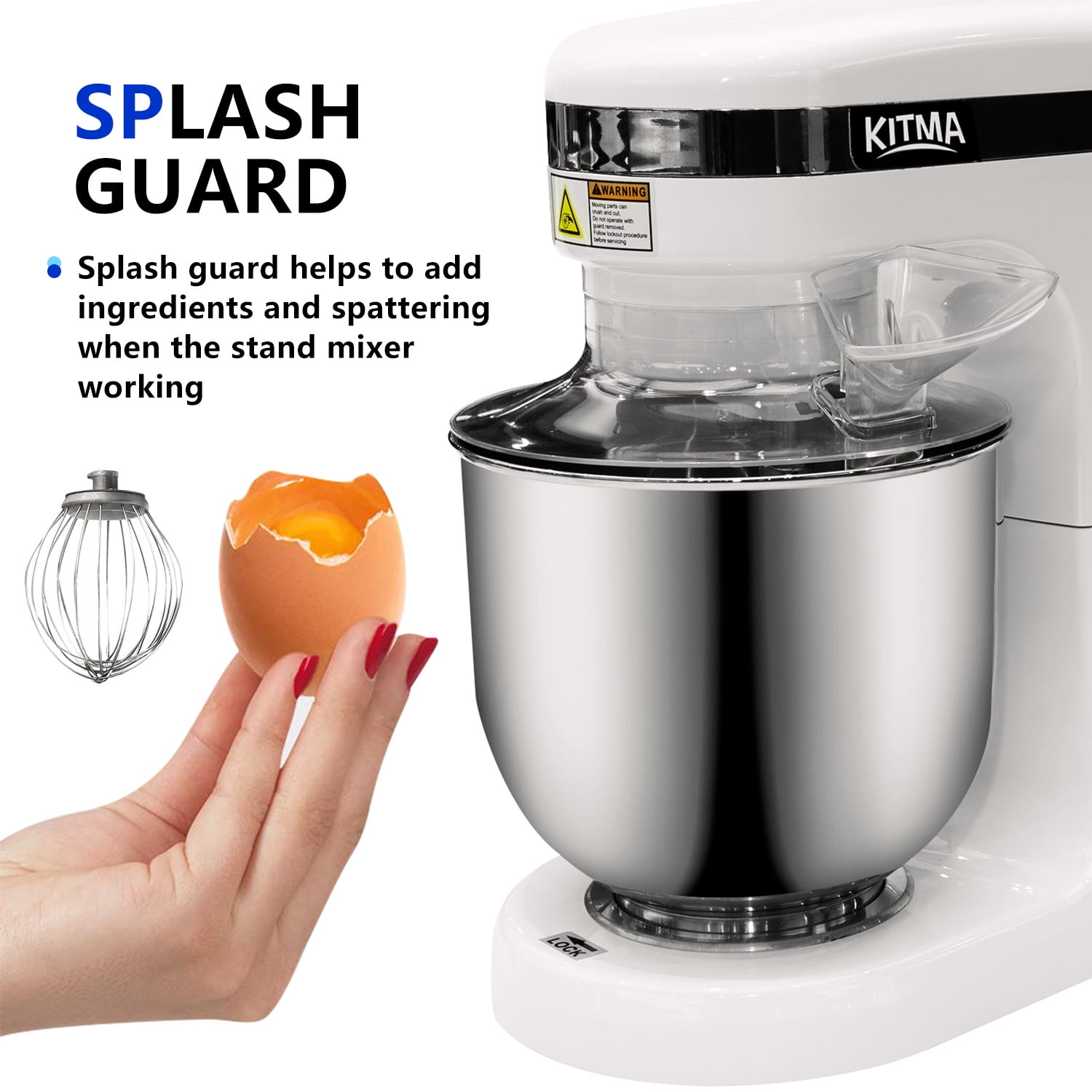 KITMA Commercial Food Mixer, Heavy Duty Dough Mixer with Stainless