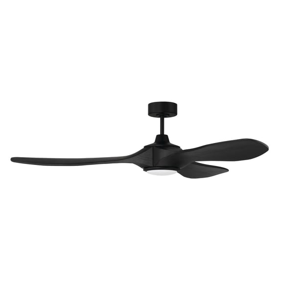 Envy 60 in. Flat Black Finish Outdoor Ceiling Fan, Integrated LED Light & Remote Included