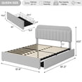 thumbnail image 2 of QinaQin Kids Bed Frame with Bookcase Headboard, Boucle Upholstered Platform Bed with 2 Storage Drawers, No Box Spring Needed, 2 of 9