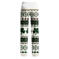 thumbnail image 5 of Domuza Mens St Patricks Day Pajamas Pants Shamrock Printed Stretch Waist Drawstring Pj Pants Soft Loose Fit Lounge Sleep Pants with Pockets Green S, 5 of 5