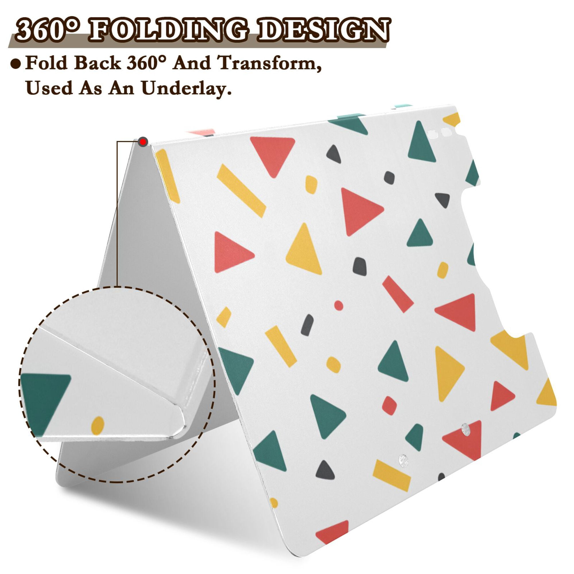 FORMRS A4 Clipboard Folder with Pen Holder Horizontal Foldable School Office Binder, Retro Shapes