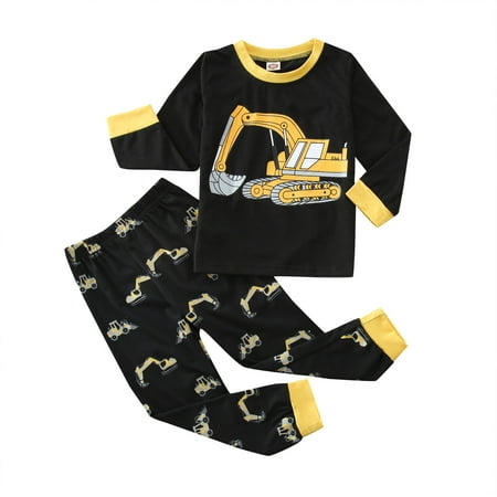 

Baby Kids Boys Girls Long Sleeve Car Printed Tops+Pants Pajamas Outfit Set
