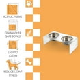 thumbnail image 5 of THE LICKER STORE Keaton 7.5" Medium/Large Modern Acrylic Rectangular Elevated Pet Feeder with 54oz 2-Stainless Steel Bowls, Moon White/Chrome, DBL2001K, 5 of 7
