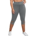 thumbnail image 3 of Lenpel Women's Capri Leggings High Waisted Eyelet Embroidered Hollow out Hem Slim Cropped Workout Yoga Pants Casual Capri Leggings, 3 of 6
