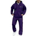 thumbnail image 2 of Letdown Track Suits for Men 2 Piece Set Casual Athletic Sweatsuit Full Zip Pullover Long Sleeve Running Sport Outfits Workout Sports Set Sportswear (Dark Purple, S), 2 of 8