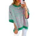thumbnail image 3 of Half Sleeve Womens Oversized T Shirts Striped Color Block Cotton Tops Loose Fit Crewneck Sweatshirts, 3 of 5